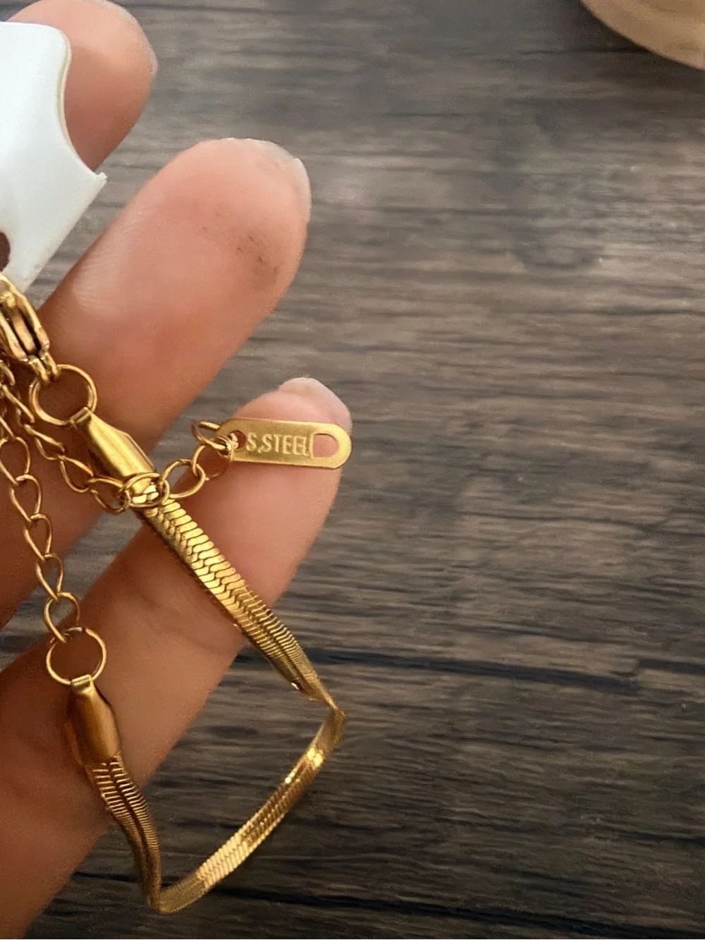 Stainless Steel Slim Gold-Tone Women's Bracelet